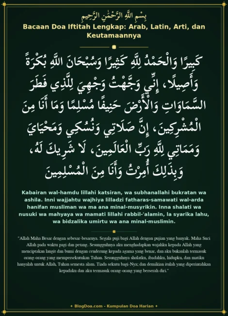 Bacaan Doa Iftitah Lengkap: Arab, Latin, Arti, dan Keutamaannya