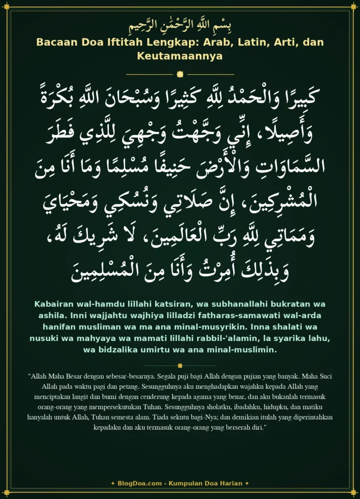 Bacaan Doa Iftitah Lengkap: Arab, Latin, Arti, dan Keutamaannya