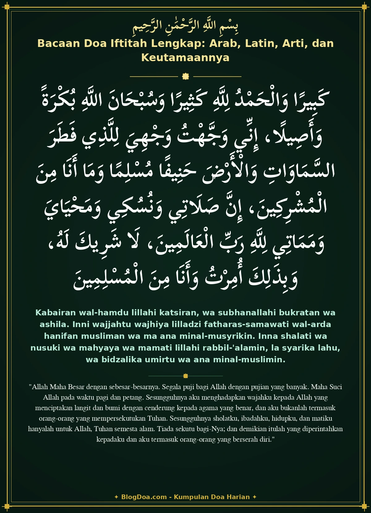 Bacaan Doa Iftitah Lengkap: Arab, Latin, Arti, dan Keutamaannya
