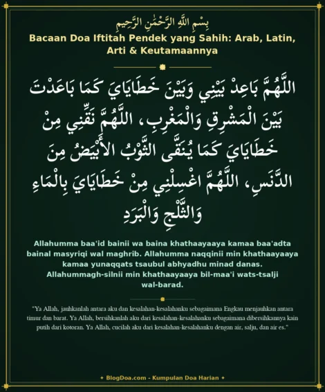 Bacaan Doa Iftitah Pendek yang Sahih: Arab, Latin, Arti & Keutamaannya