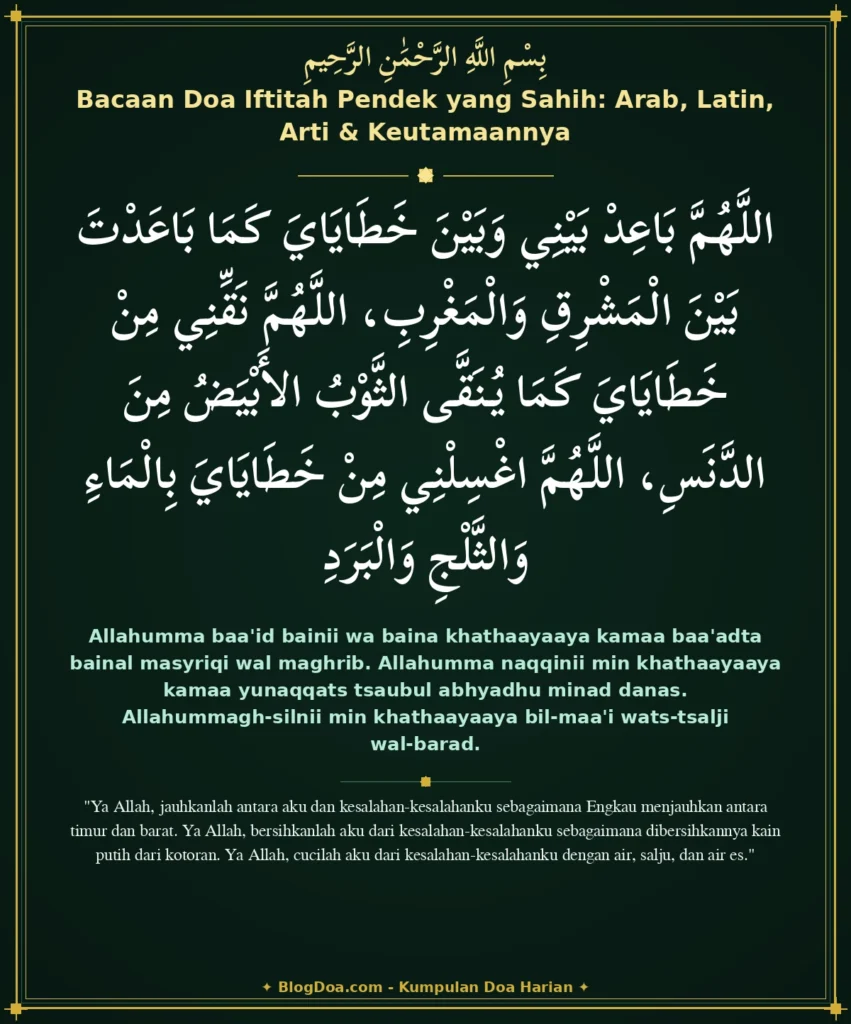 Bacaan Doa Iftitah Pendek yang Sahih: Arab, Latin, Arti & Keutamaannya