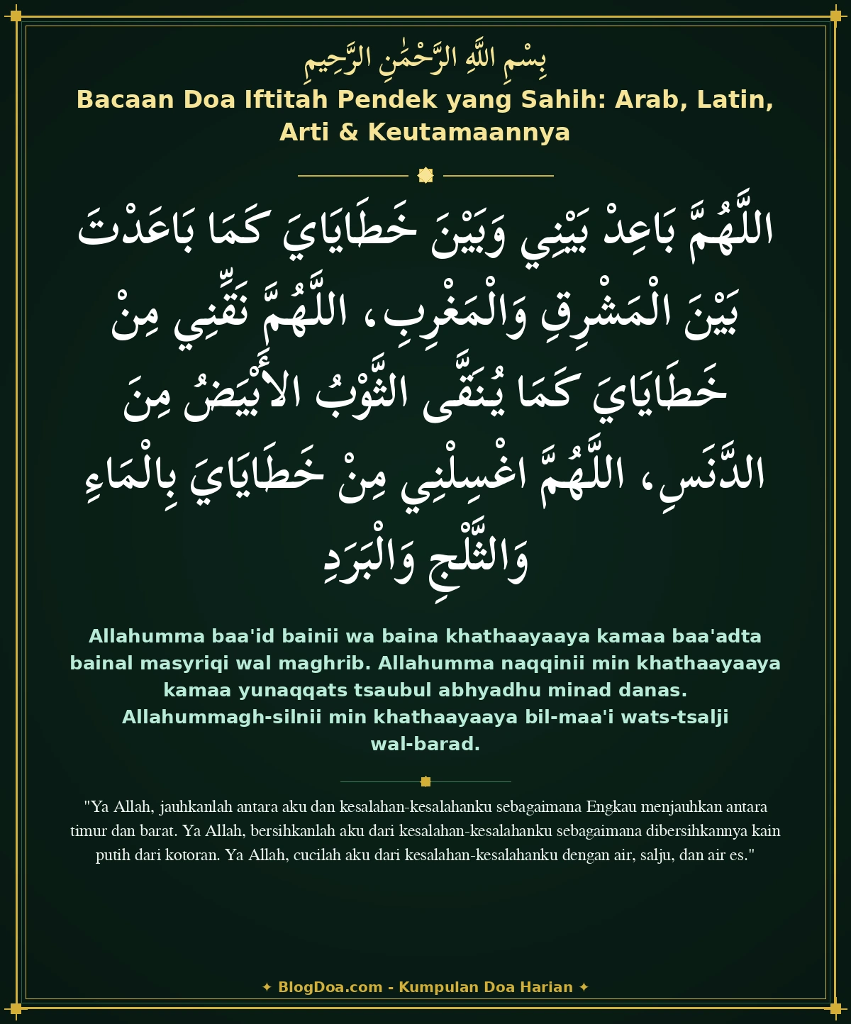Bacaan Doa Iftitah Pendek yang Sahih: Arab, Latin, Arti & Keutamaannya