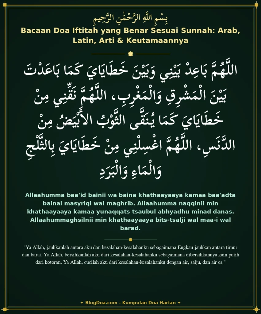 Bacaan Doa Iftitah yang Benar Sesuai Sunnah: Arab, Latin, Arti & Keutamaannya