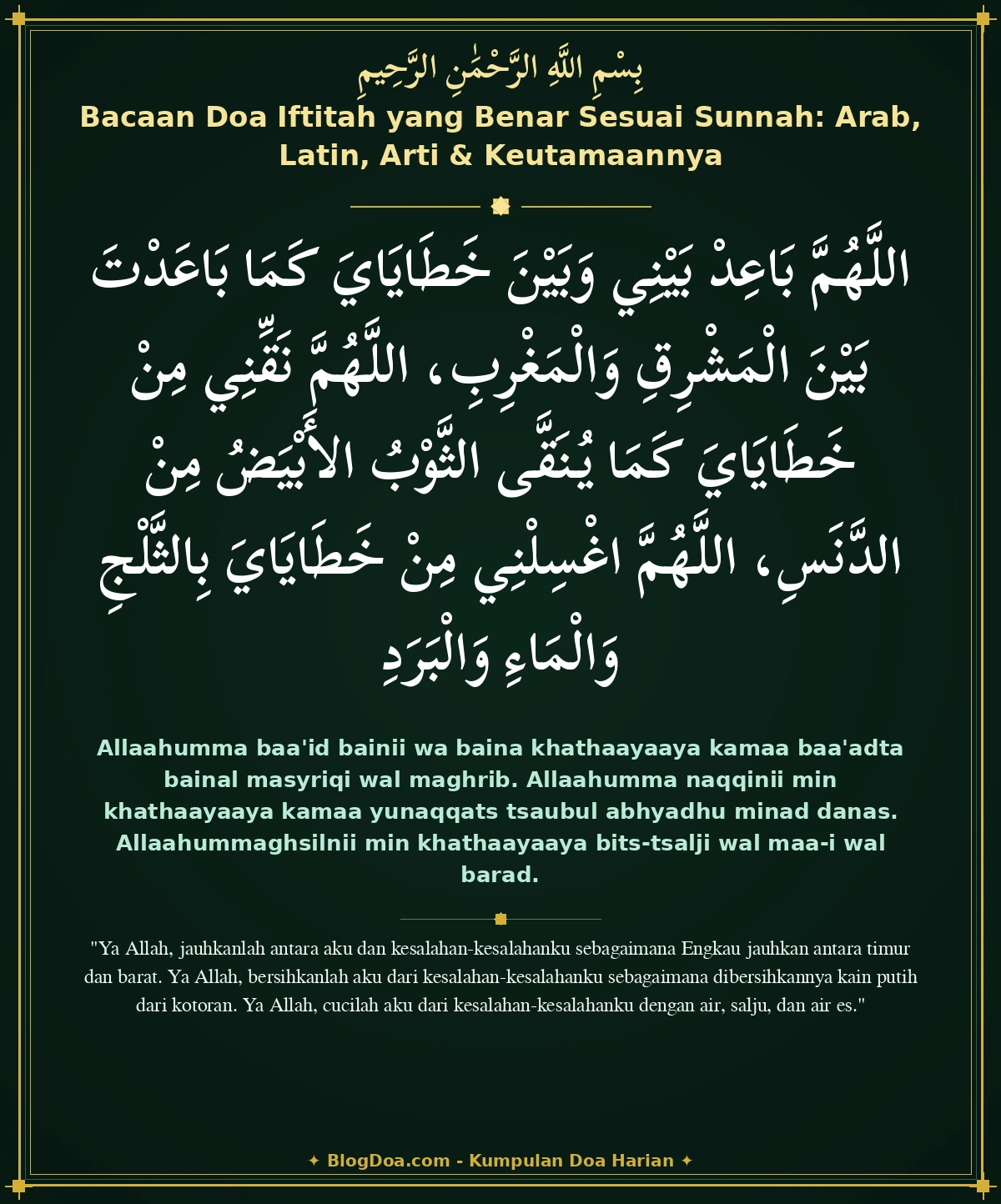 Bacaan Doa Iftitah yang Benar Sesuai Sunnah: Arab, Latin, Arti & Keutamaannya