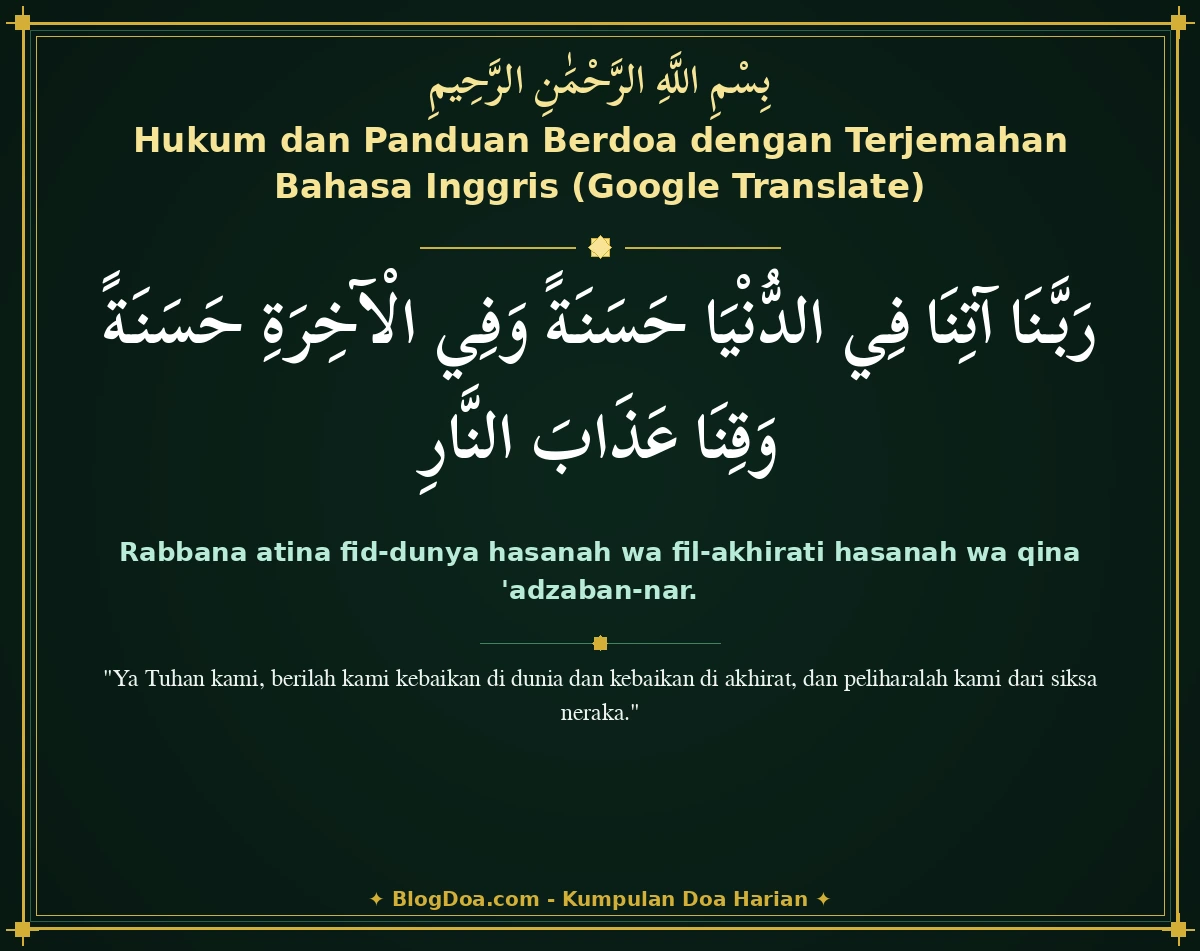 Hukum dan Panduan Berdoa dengan Terjemahan Bahasa Inggris (Google Translate)