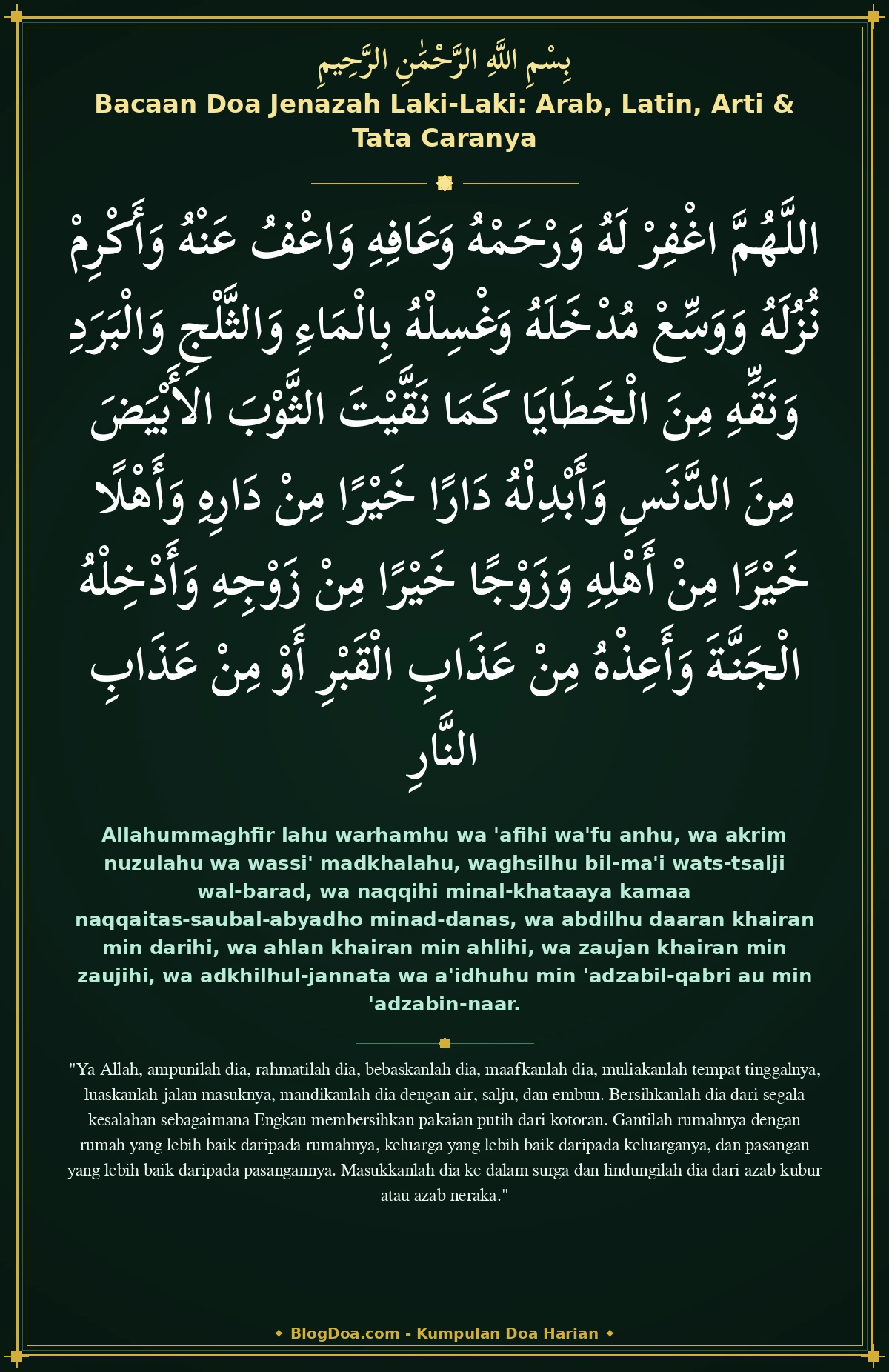 Bacaan Doa Jenazah Laki-Laki: Arab, Latin, Arti & Tata Caranya