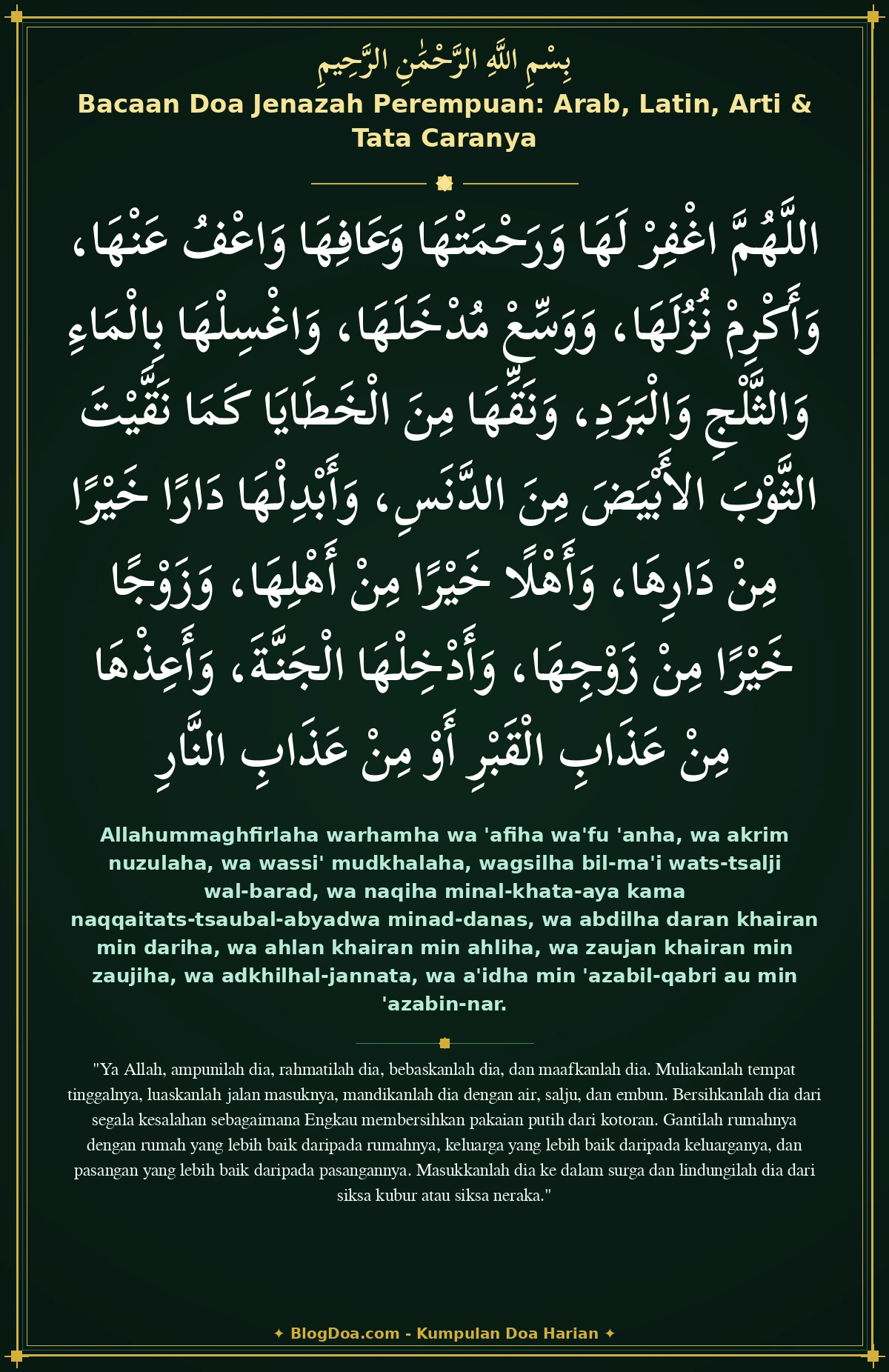 Bacaan Doa Jenazah Perempuan: Arab, Latin, Arti & Tata Caranya
