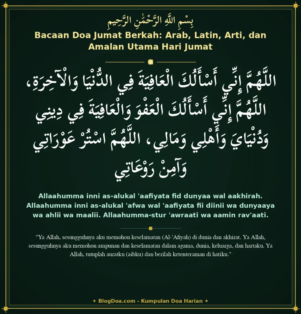 Bacaan Doa Jumat Berkah: Arab, Latin, Arti, dan Amalan Utama Hari Jumat