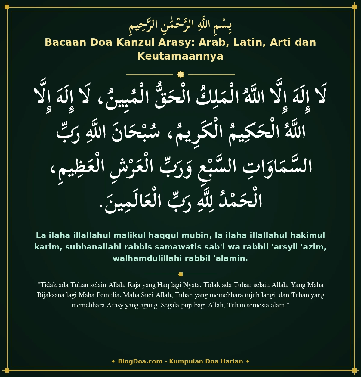 Bacaan Doa Kanzul Arasy: Arab, Latin, Arti dan Keutamaannya