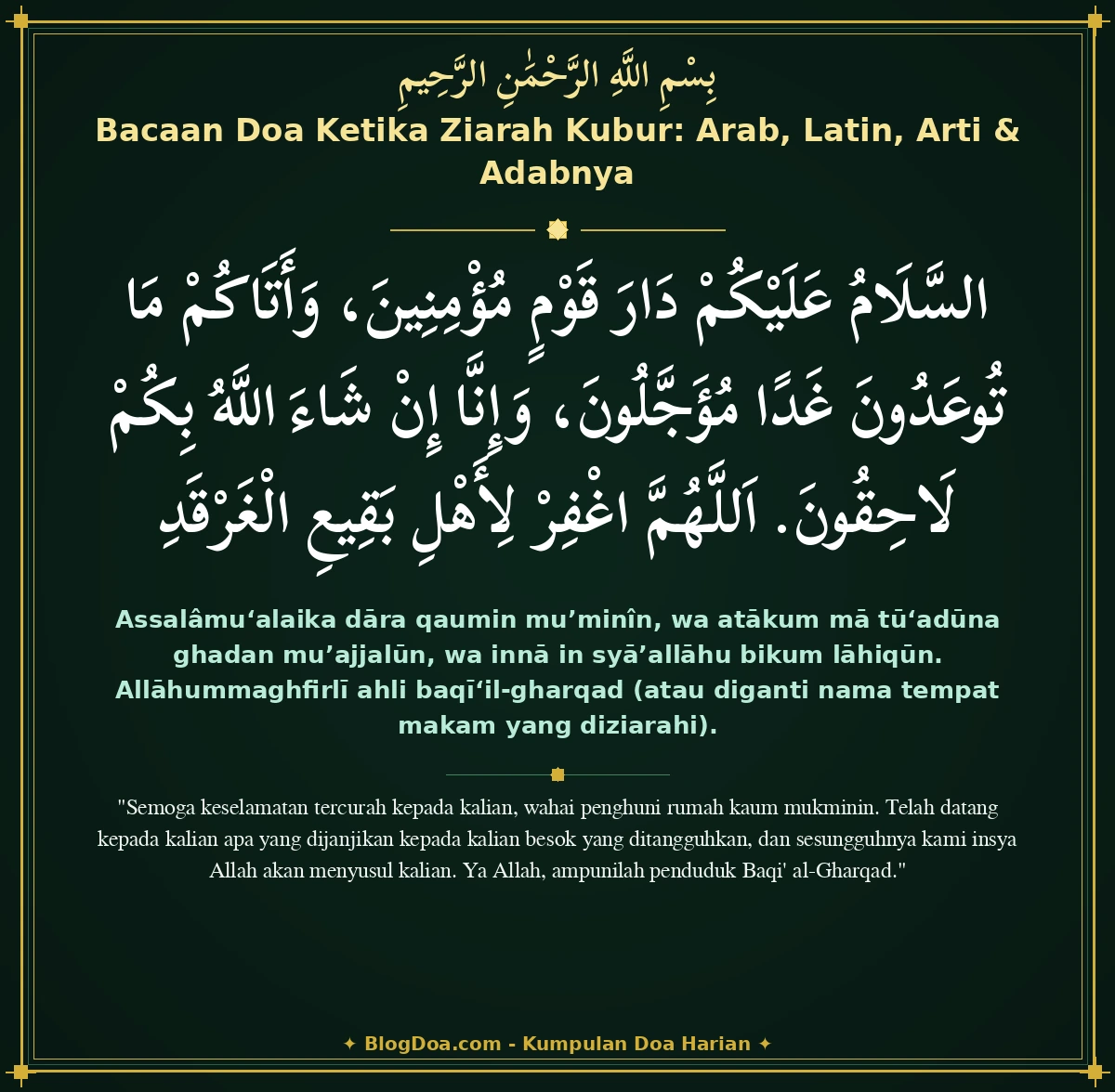 Bacaan Doa Ketika Ziarah Kubur: Arab, Latin, Arti & Adabnya