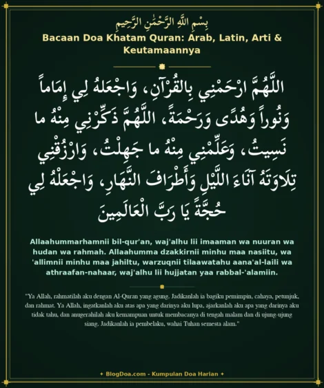 Bacaan Doa Khatam Quran: Arab, Latin, Arti & Keutamaannya