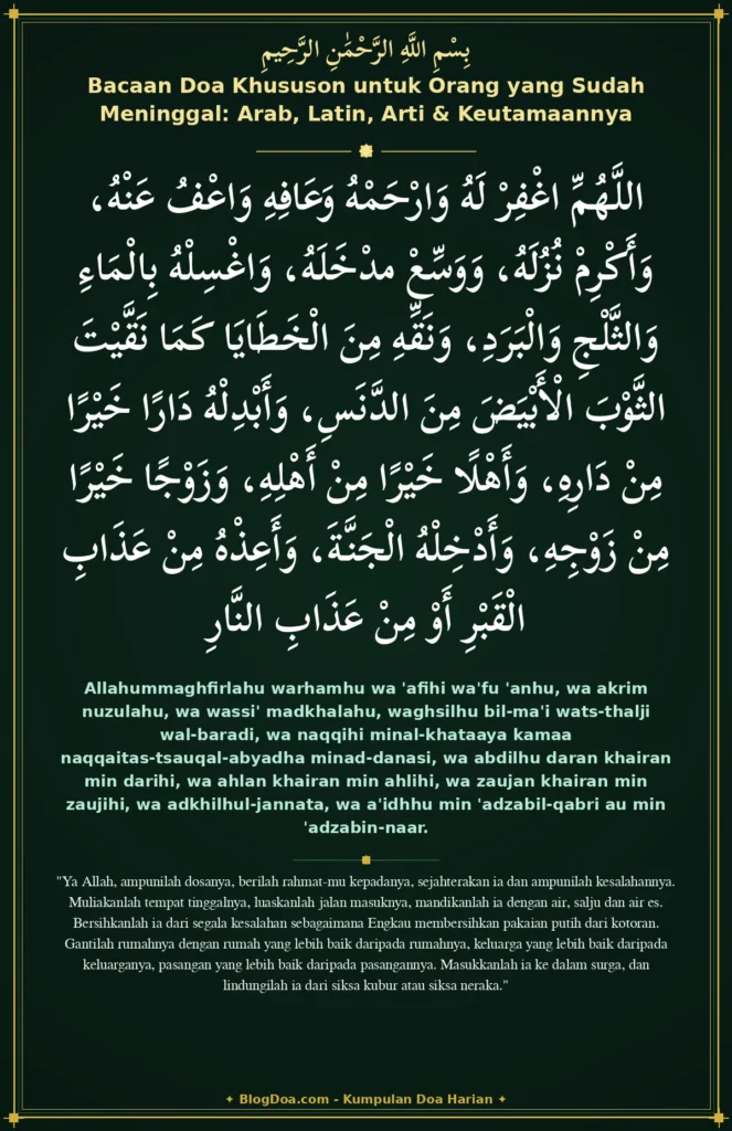 Bacaan Doa Khususon untuk Orang yang Sudah Meninggal: Arab, Latin, Arti & Keutamaannya