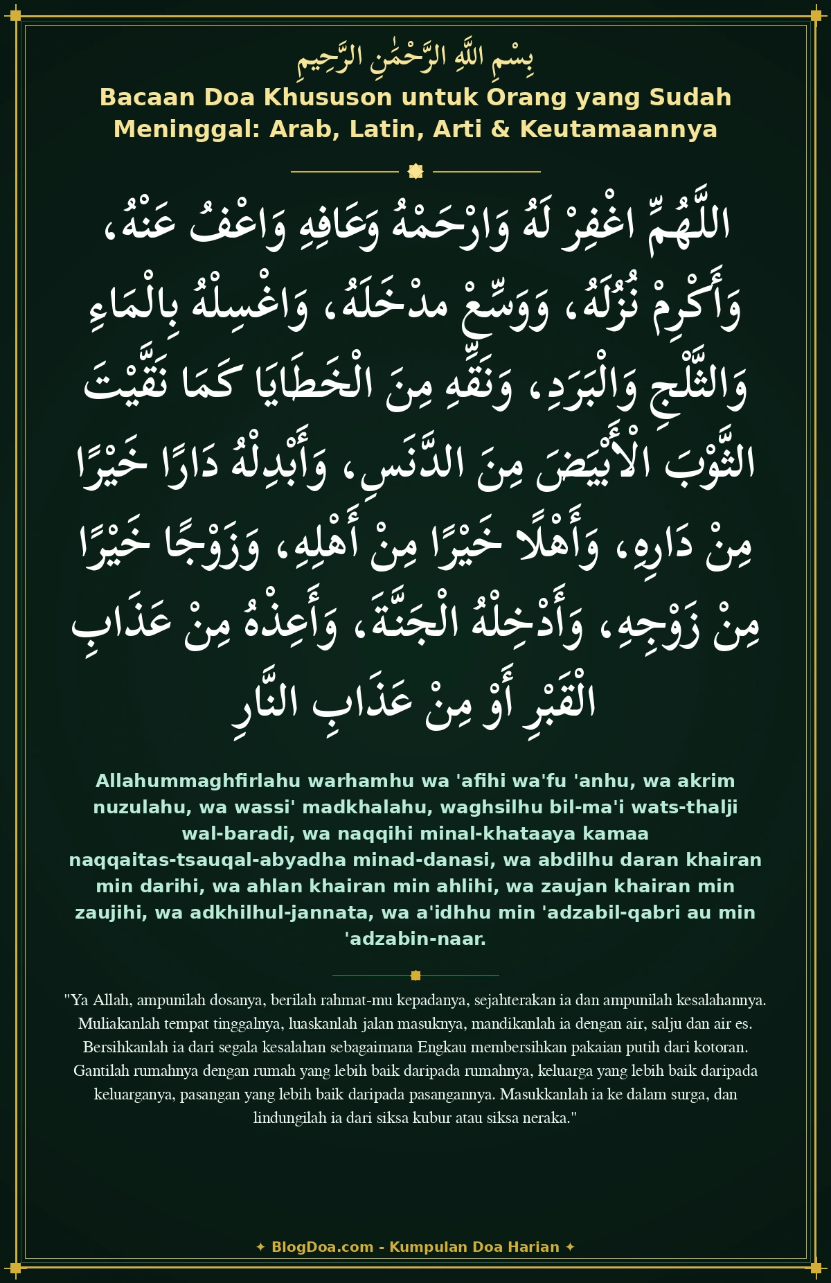 Bacaan Doa Khususon untuk Orang yang Sudah Meninggal: Arab, Latin, Arti & Keutamaannya