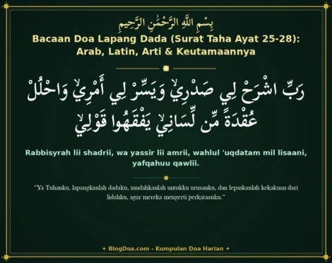 Bacaan Doa Lapang Dada (Surat Taha Ayat 25-28): Arab, Latin, Arti & Keutamaannya