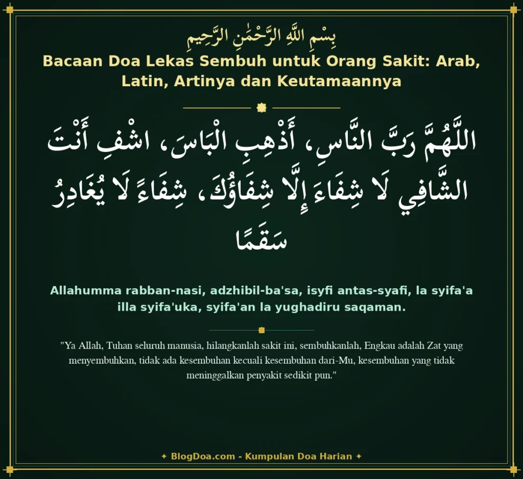 Bacaan Doa Lekas Sembuh untuk Orang Sakit: Arab, Latin, Artinya dan Keutamaannya