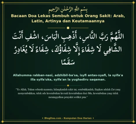 Bacaan Doa Lekas Sembuh untuk Orang Sakit: Arab, Latin, Artinya dan Keutamaannya