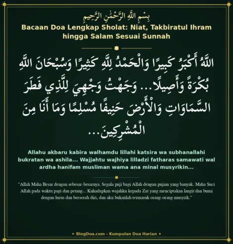 Bacaan Doa Lengkap Sholat: Niat, Takbiratul Ihram hingga Salam Sesuai Sunnah