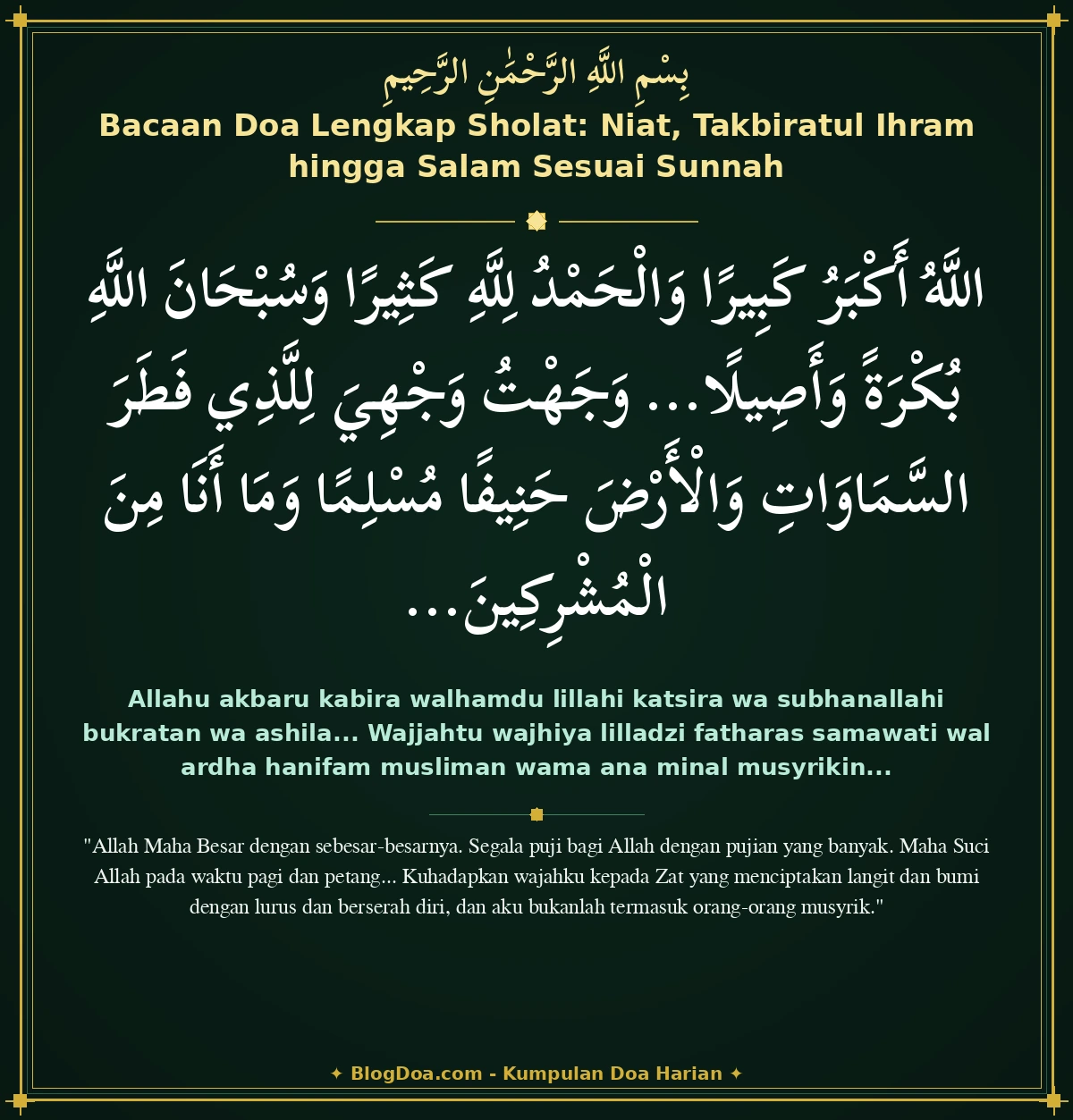 Bacaan Doa Lengkap Sholat: Niat, Takbiratul Ihram hingga Salam Sesuai Sunnah