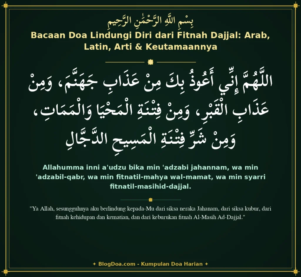 Bacaan Doa Lindungi Diri dari Fitnah Dajjal: Arab, Latin, Arti & Keutamaannya
