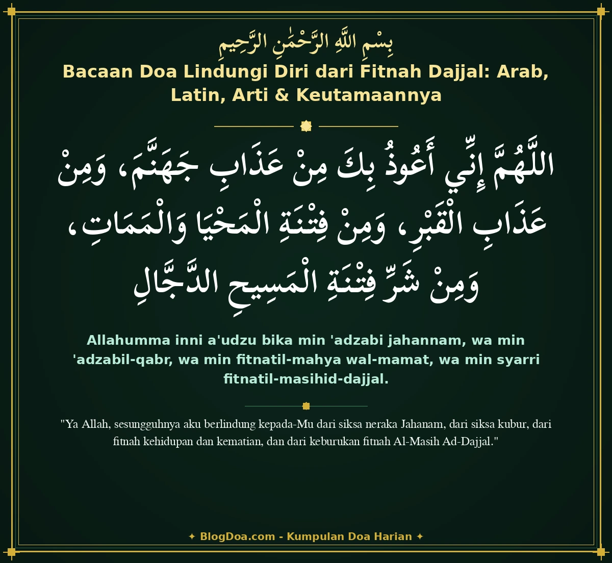 Bacaan Doa Lindungi Diri dari Fitnah Dajjal: Arab, Latin, Arti & Keutamaannya