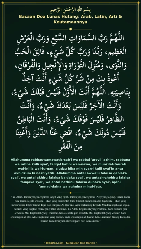 Bacaan Doa Lunas Hutang: Arab, Latin, Arti & Keutamaannya