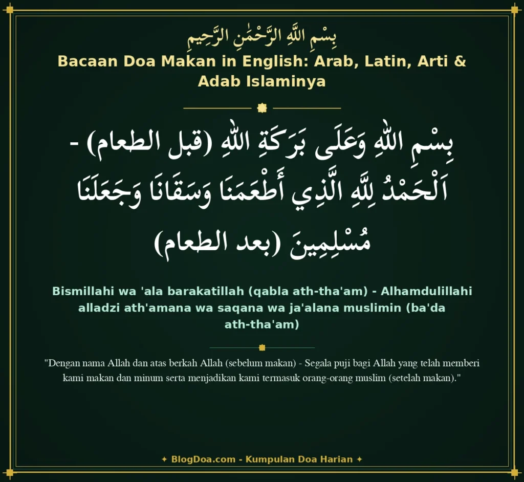 Bacaan Doa Makan in English: Arab, Latin, Arti & Adab Islaminya