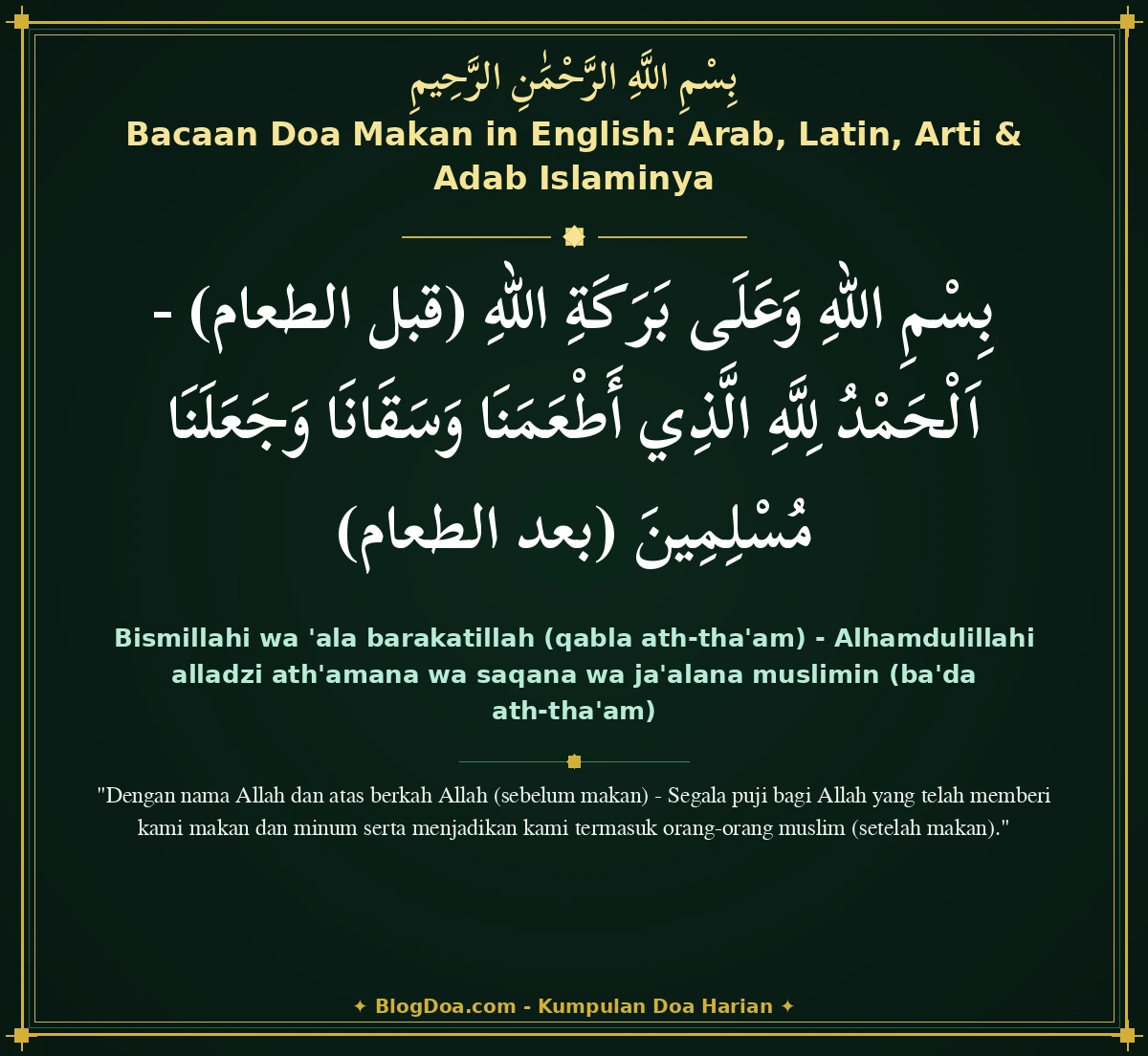 Bacaan Doa Makan in English: Arab, Latin, Arti & Adab Islaminya