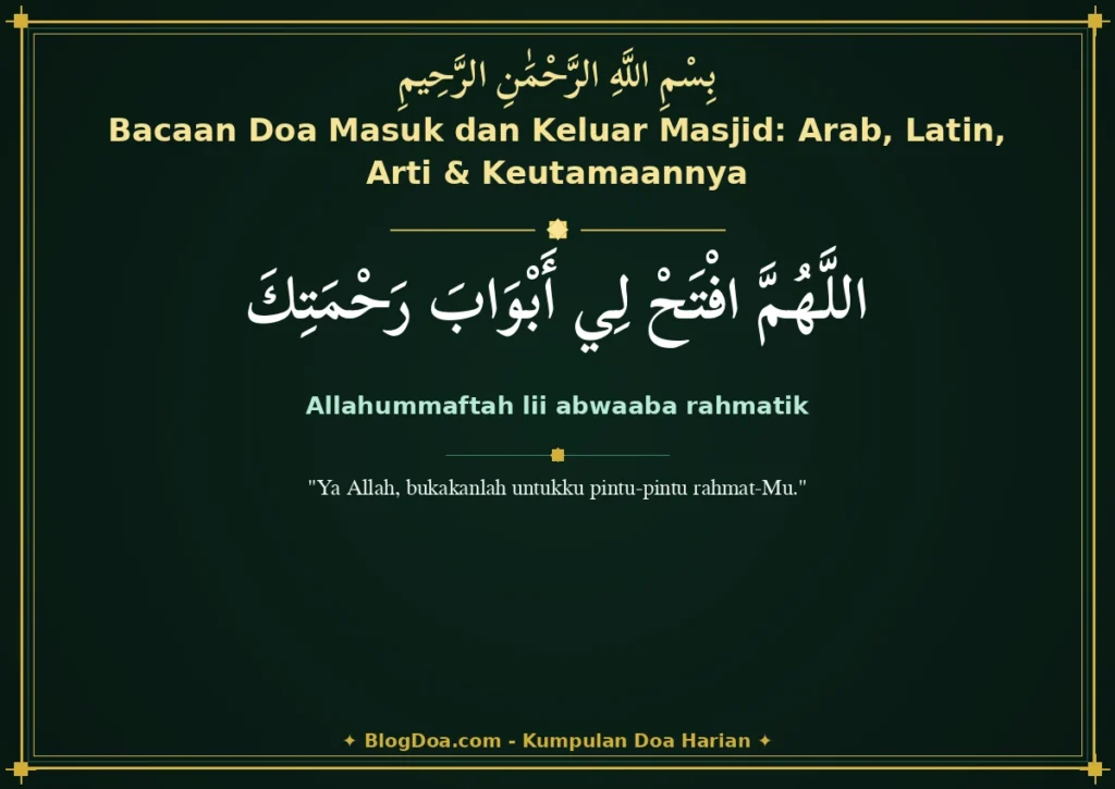 Bacaan Doa Masuk dan Keluar Masjid: Arab, Latin, Arti & Keutamaannya