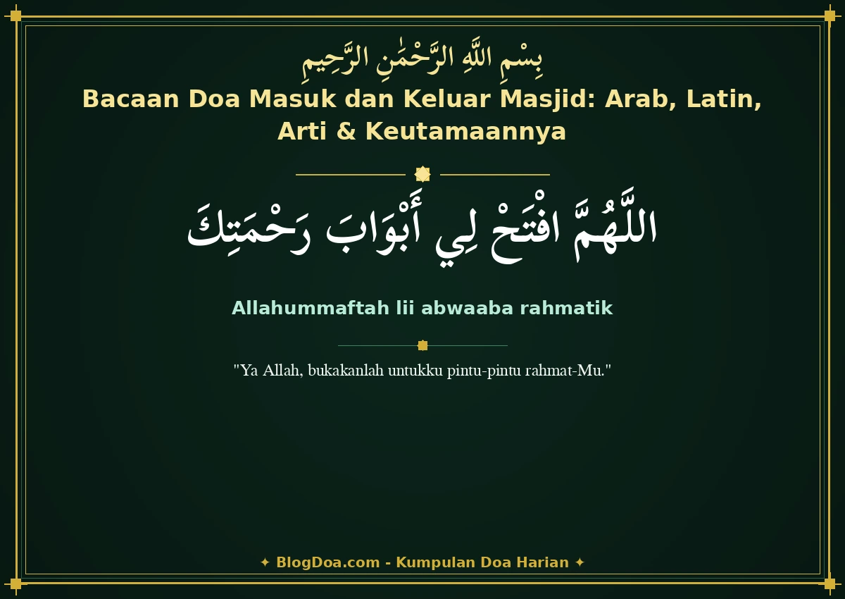Bacaan Doa Masuk dan Keluar Masjid: Arab, Latin, Arti & Keutamaannya