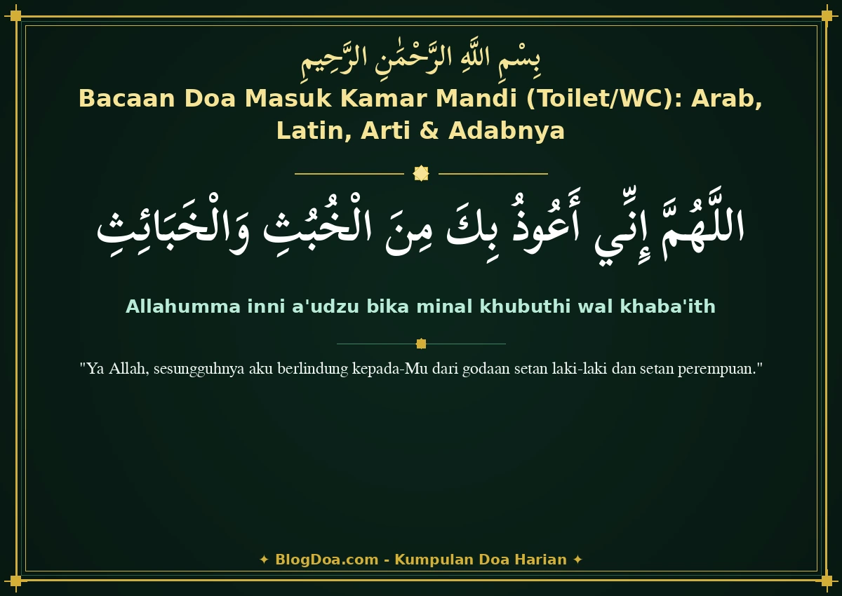 Bacaan Doa Masuk Kamar Mandi (Toilet/WC): Arab, Latin, Arti & Adabnya