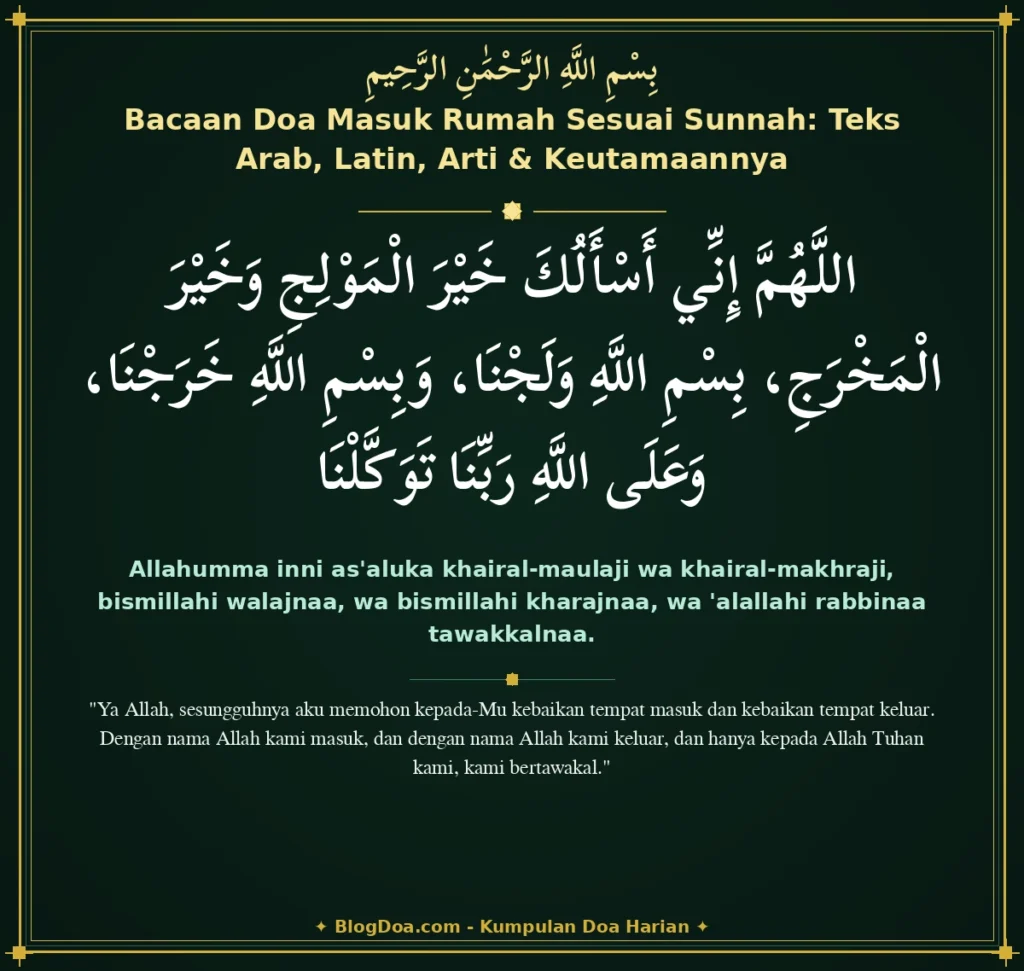 Bacaan Doa Masuk Rumah Sesuai Sunnah: Teks Arab, Latin, Arti & Keutamaannya