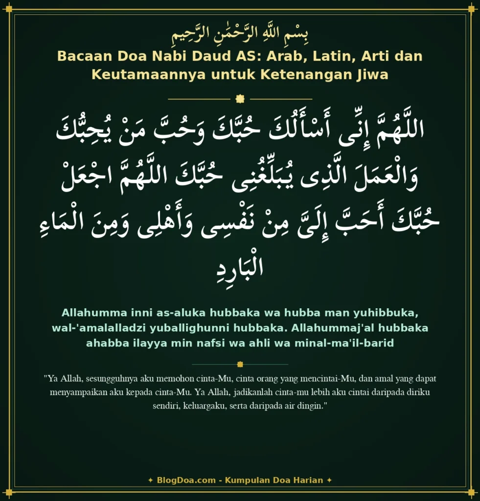 Bacaan Doa Nabi Daud AS: Arab, Latin, Arti dan Keutamaannya untuk Ketenangan Jiwa