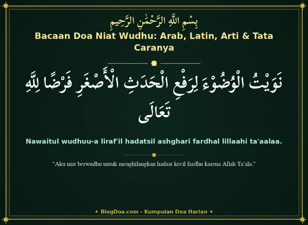 Bacaan Doa Niat Wudhu: Arab, Latin, Arti & Tata Caranya