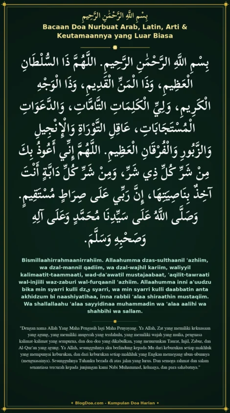 Bacaan Doa Nurbuat Arab, Latin, Arti & Keutamaannya yang Luar Biasa