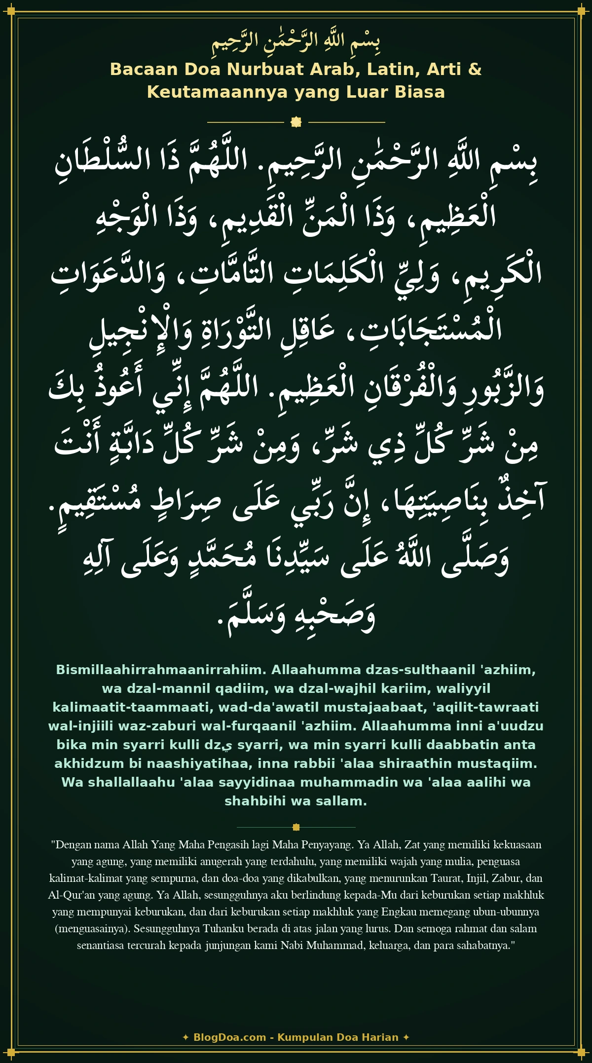 Bacaan Doa Nurbuat Arab, Latin, Arti & Keutamaannya yang Luar Biasa