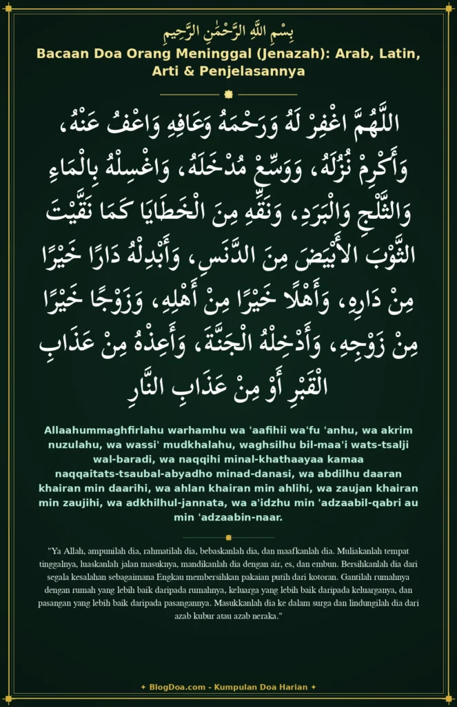 Bacaan Doa Orang Meninggal (Jenazah): Arab, Latin, Arti & Penjelasannya
