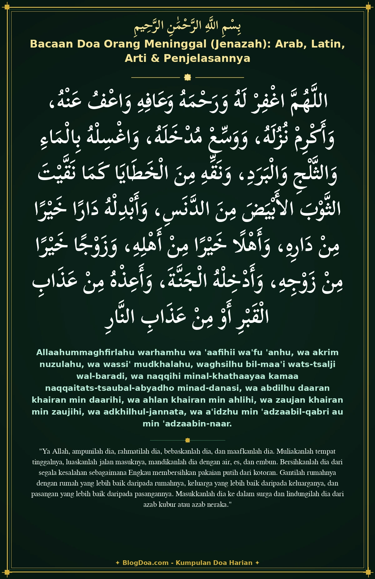 Bacaan Doa Orang Meninggal (Jenazah): Arab, Latin, Arti & Penjelasannya