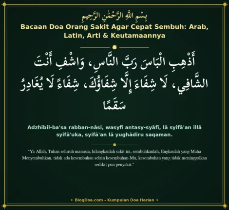 Bacaan Doa Orang Sakit Agar Cepat Sembuh: Arab, Latin, Arti & Keutamaannya