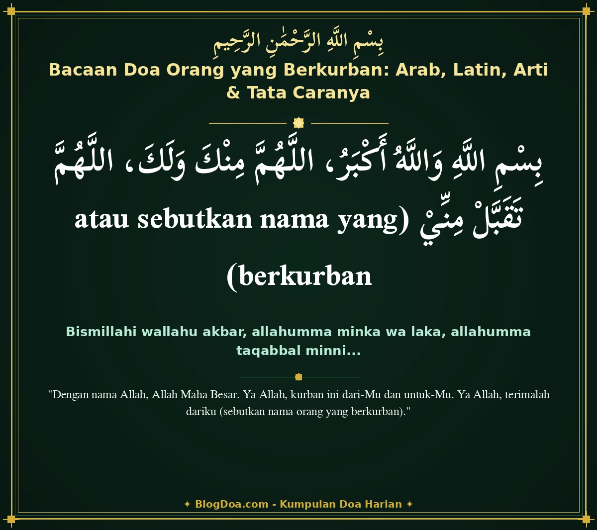 Bacaan Doa Orang yang Berkurban: Arab, Latin, Arti & Tata Caranya