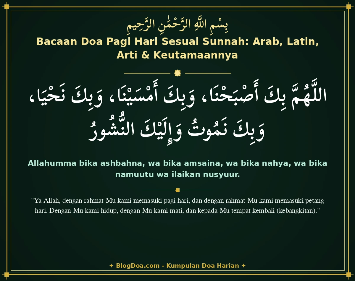 Bacaan Doa Pagi Hari Sesuai Sunnah: Arab, Latin, Arti & Keutamaannya