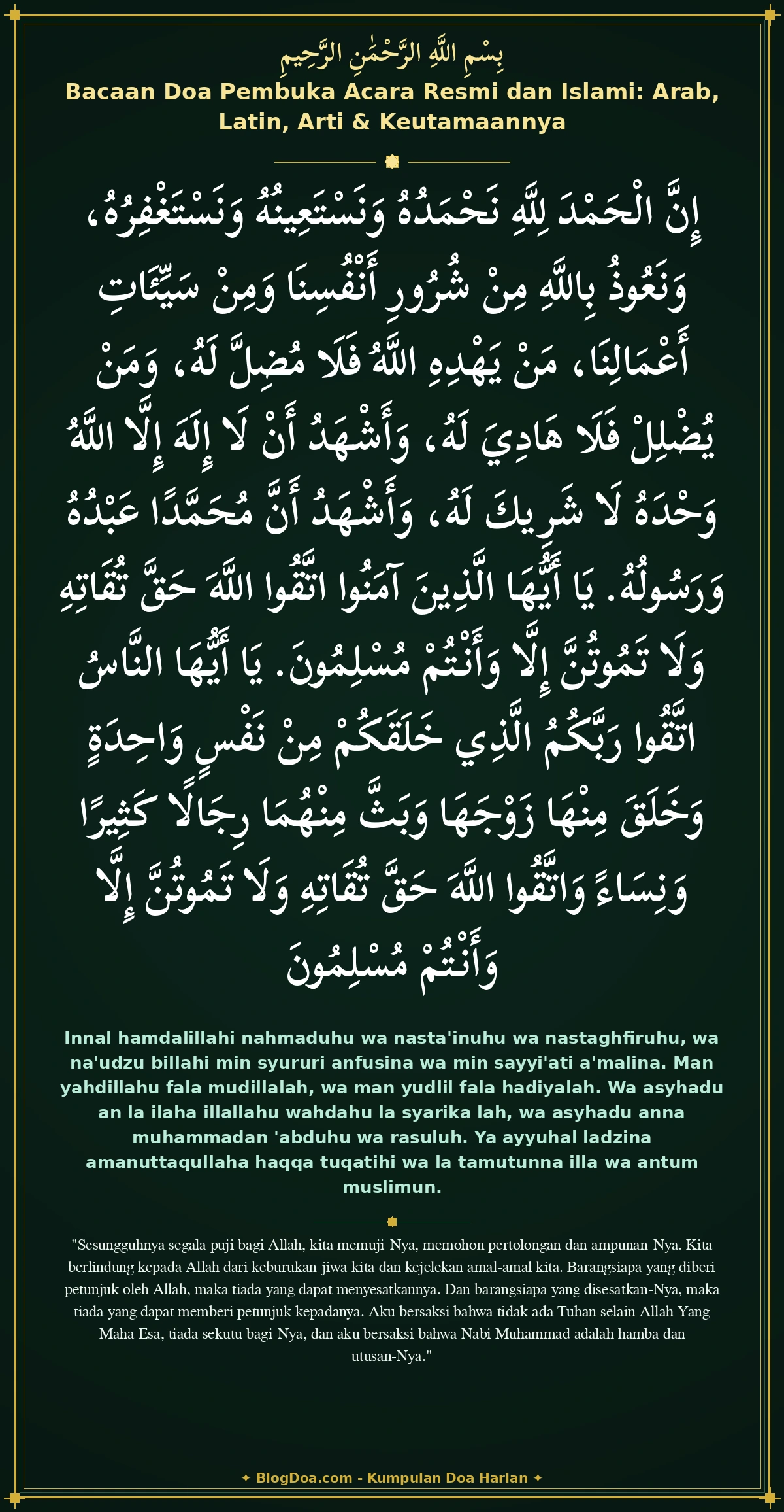 Bacaan Doa Pembuka Acara Resmi dan Islami: Arab, Latin, Arti & Keutamaannya