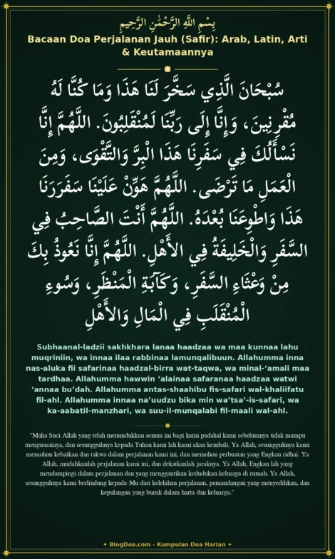 Bacaan Doa Perjalanan Jauh (Safir): Arab, Latin, Arti & Keutamaannya