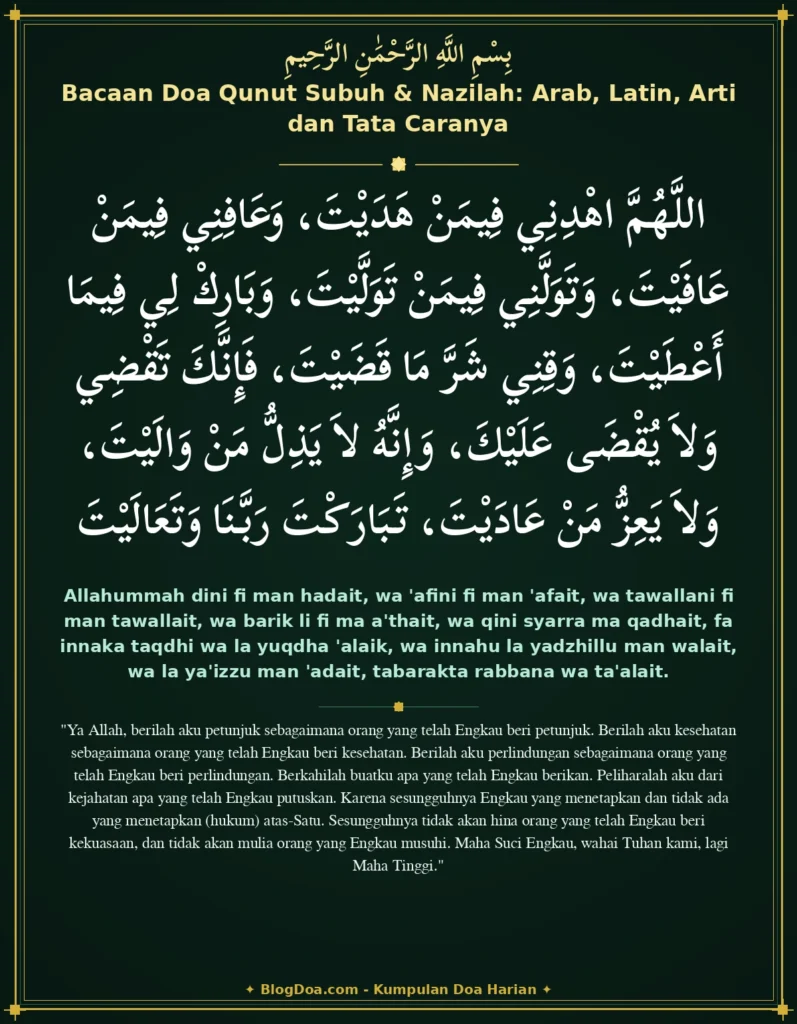 Bacaan Doa Qunut Subuh & Nazilah: Arab, Latin, Arti dan Tata Caranya