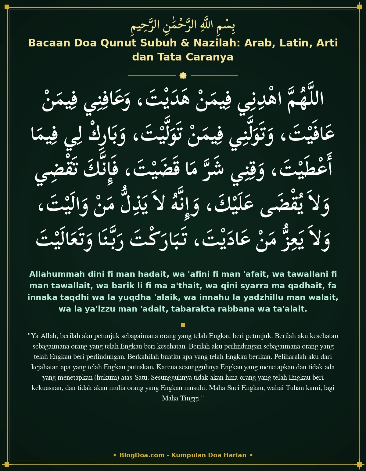 Bacaan Doa Qunut Subuh & Nazilah: Arab, Latin, Arti dan Tata Caranya