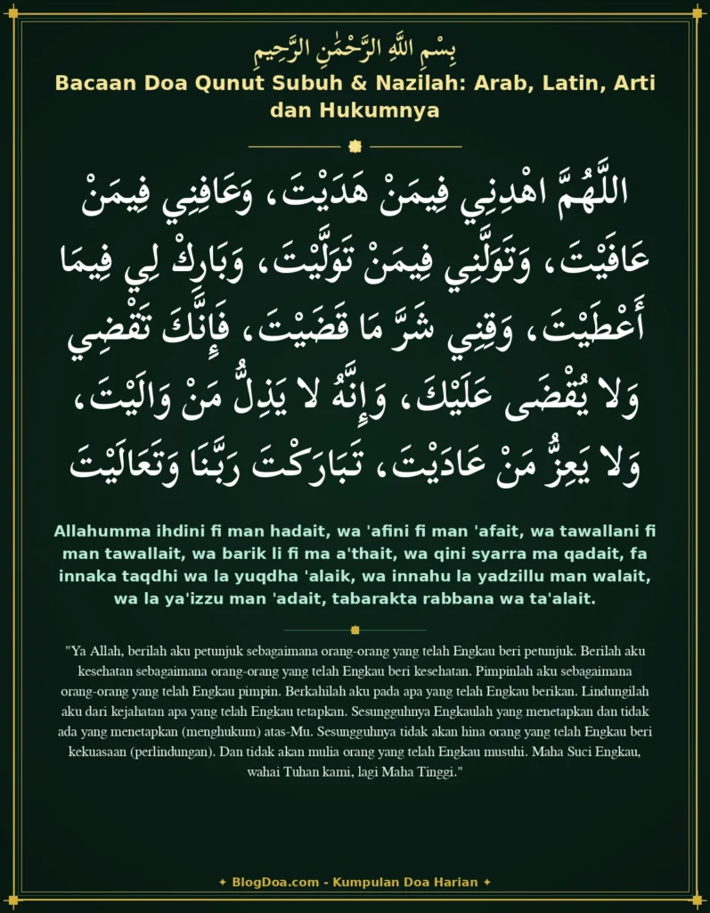 Bacaan Doa Qunut Subuh & Nazilah: Arab, Latin, Arti dan Hukumnya