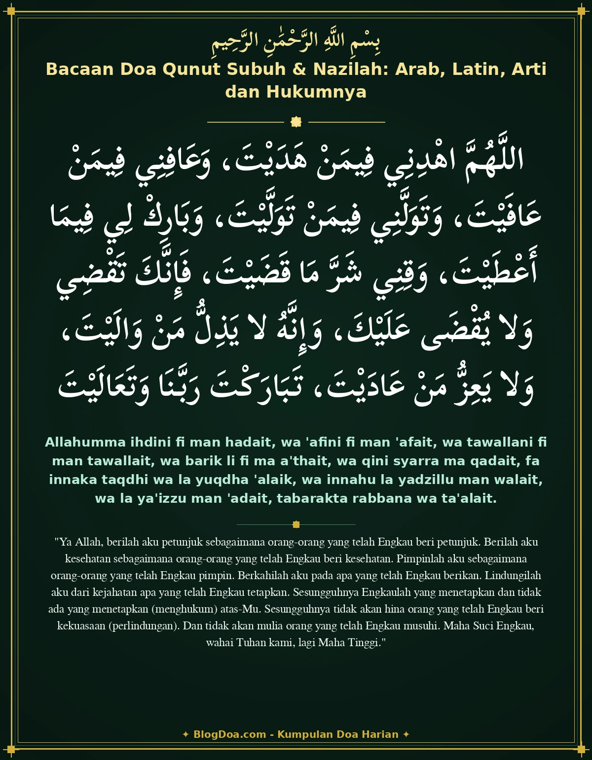 Bacaan Doa Qunut Subuh & Nazilah: Arab, Latin, Arti dan Hukumnya