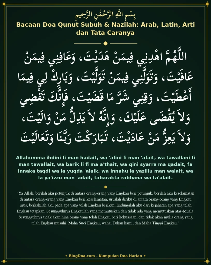 Bacaan Doa Qunut Subuh & Nazilah: Arab, Latin, Arti dan Tata Caranya