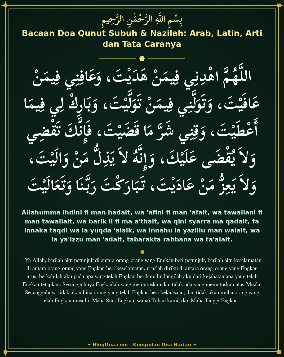 Bacaan Doa Qunut Subuh & Nazilah: Arab, Latin, Arti dan Tata Caranya