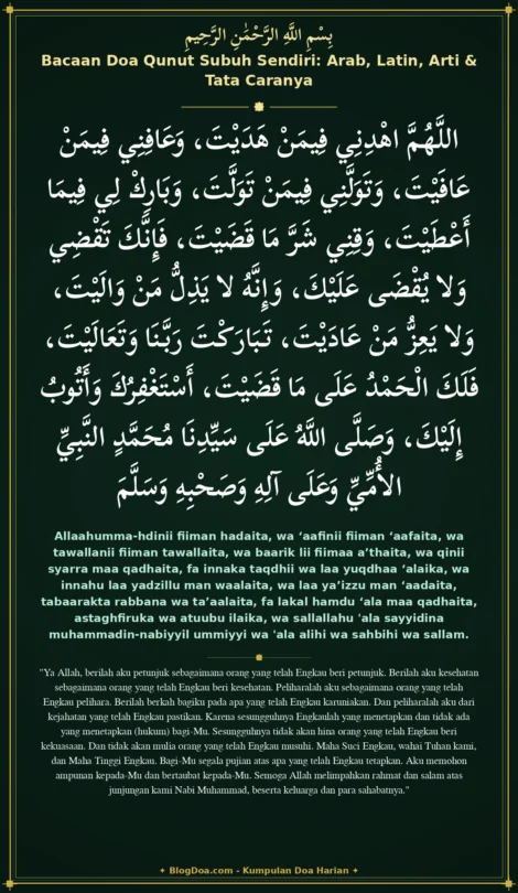 Bacaan Doa Qunut Subuh Sendiri: Arab, Latin, Arti & Tata Caranya
