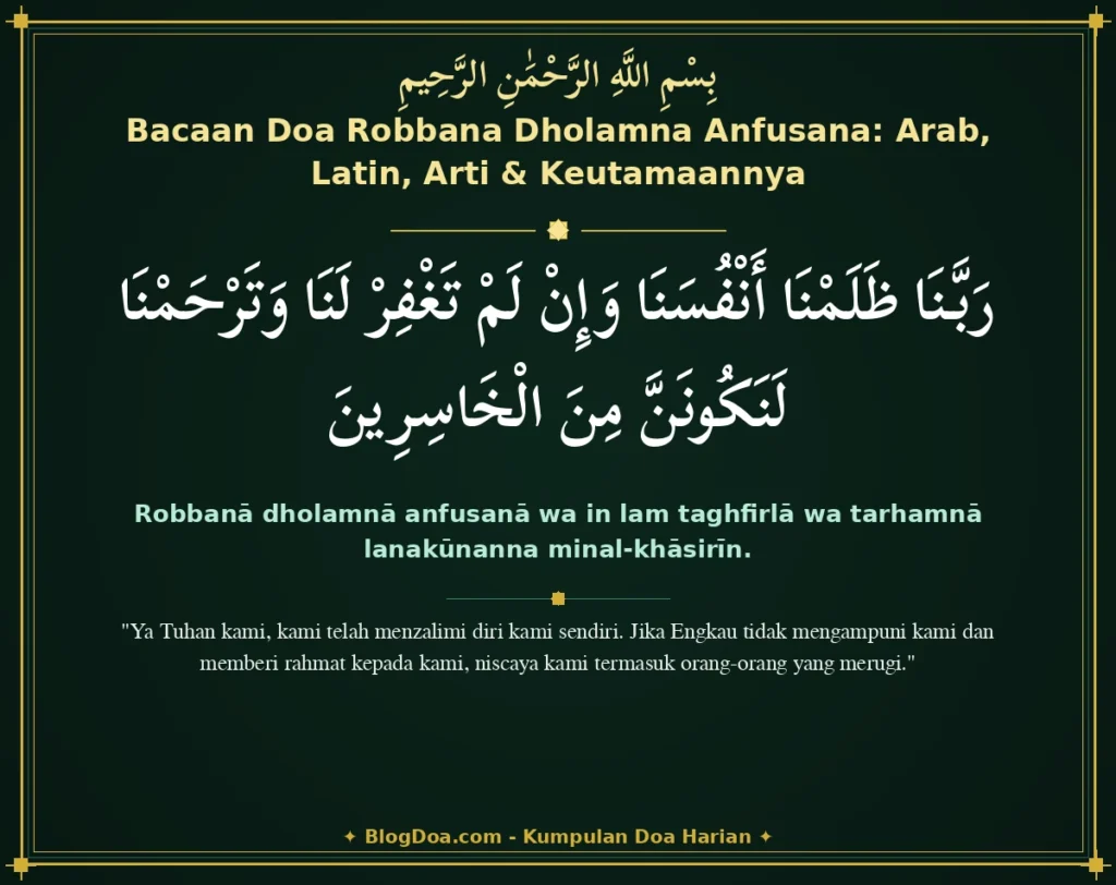 Bacaan Doa Robbana Dholamna Anfusana: Arab, Latin, Arti & Keutamaannya